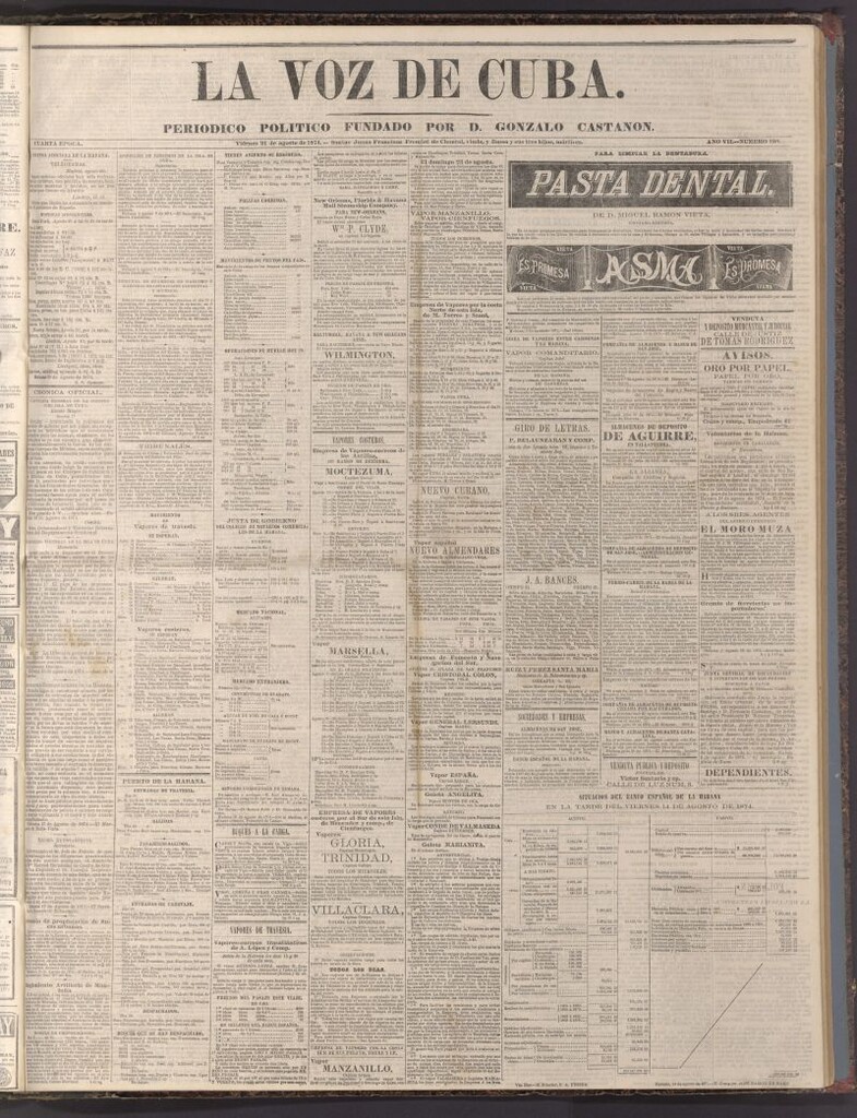 Miniatura de La Voz de Cuba: diario conservador del 21 de agosto de 1874