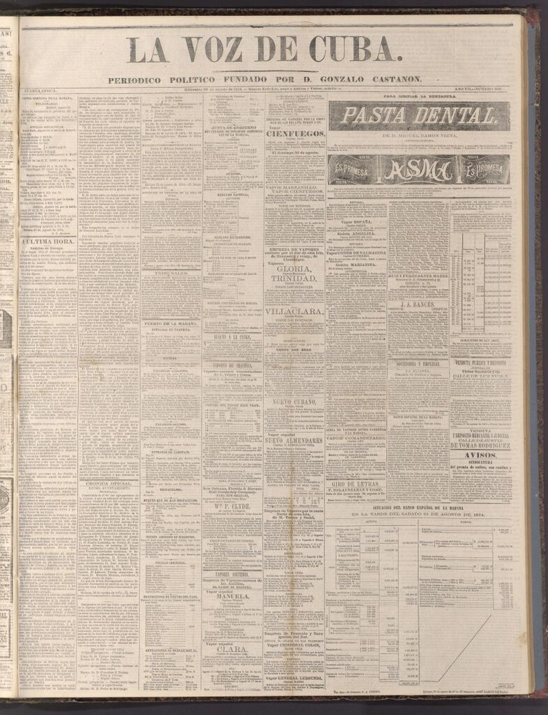 Miniatura de La Voz de Cuba: diario conservador del 26 de agosto de 1874