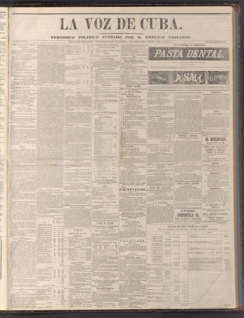 Miniatura de La Voz de Cuba: diario conservador del 29 de agosto de 1874