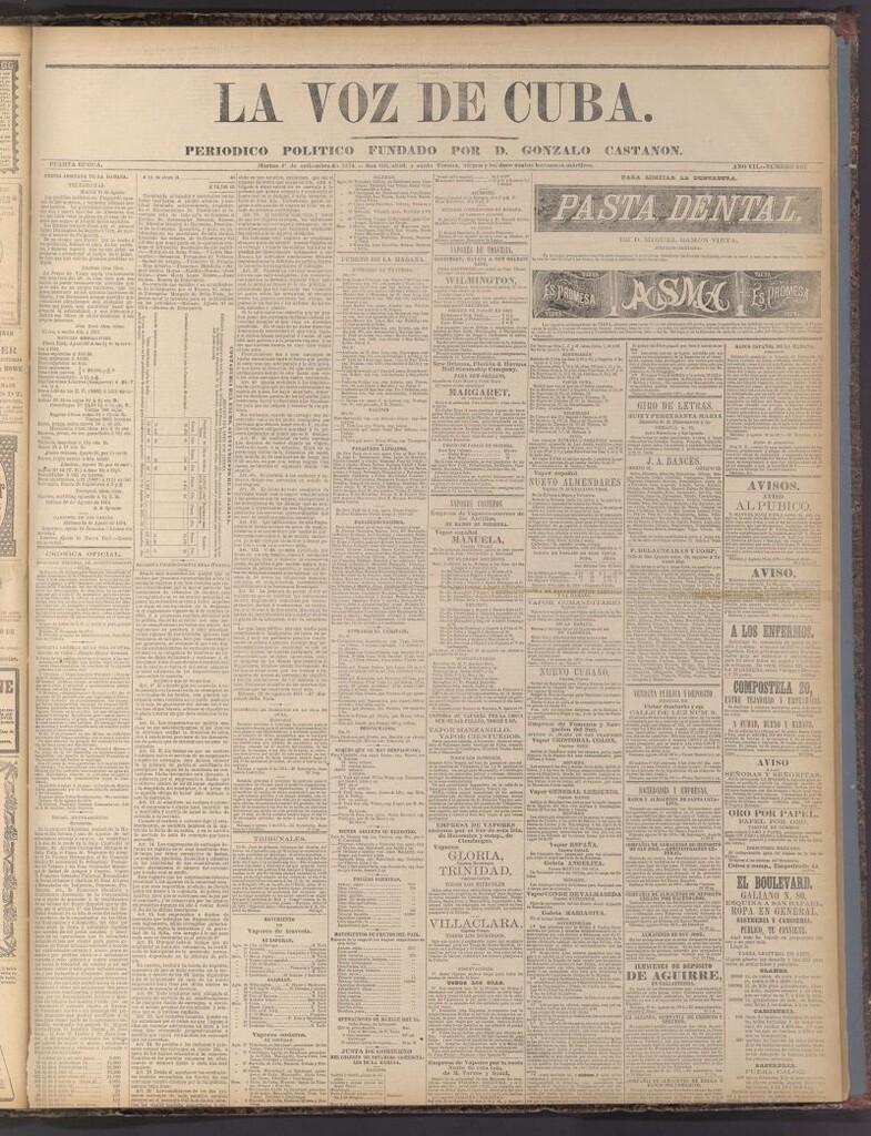 Miniatura de La Voz de Cuba: diario conservador del 1 de septiembre de 1874