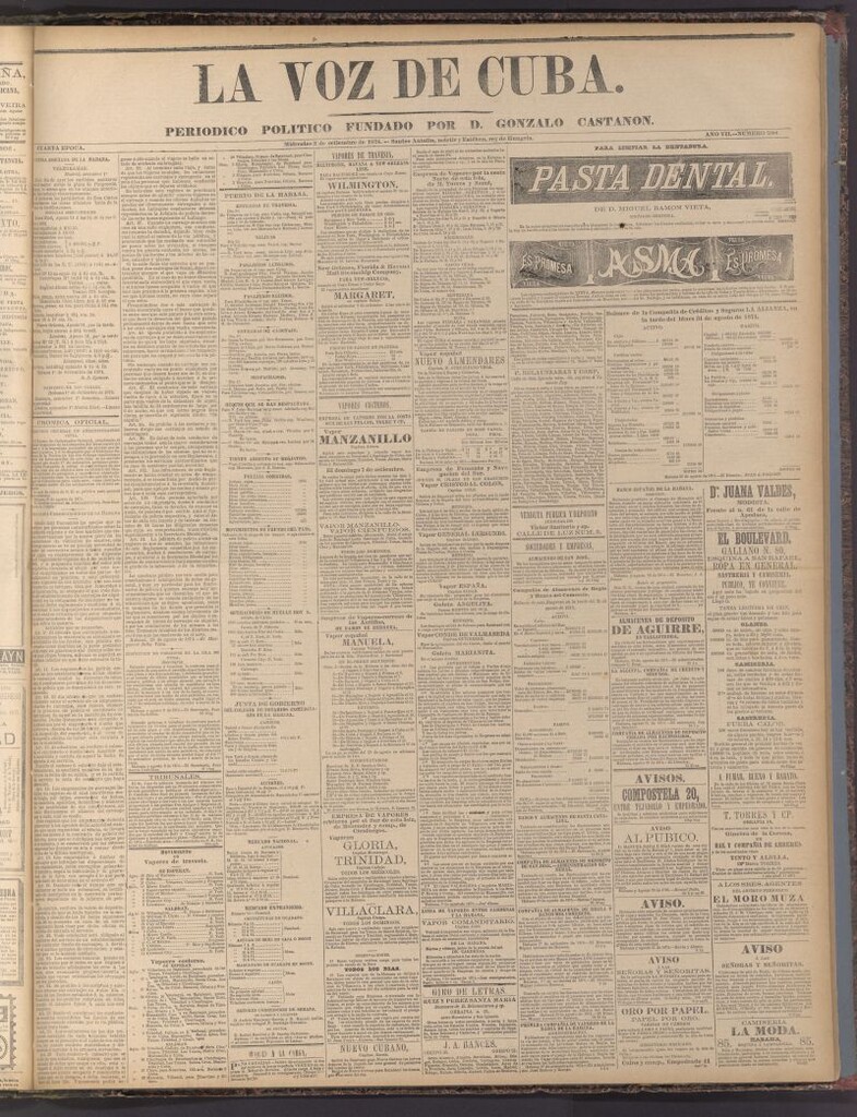 Miniatura de La Voz de Cuba: diario conservador del 2 de septiembre de 1874