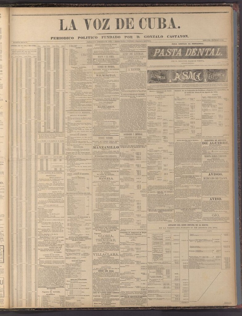 Miniatura de La Voz de Cuba: diario conservador del 3 de septiembre de 1874