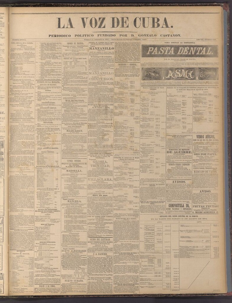 Miniatura de La Voz de Cuba: diario conservador del 4 de septiembre de 1874