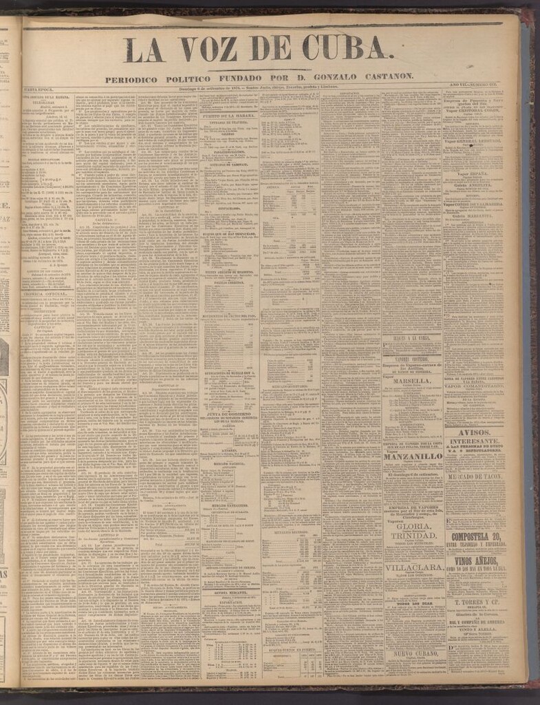 Miniatura de La Voz de Cuba: diario conservador del 6 de septiembre de 1874