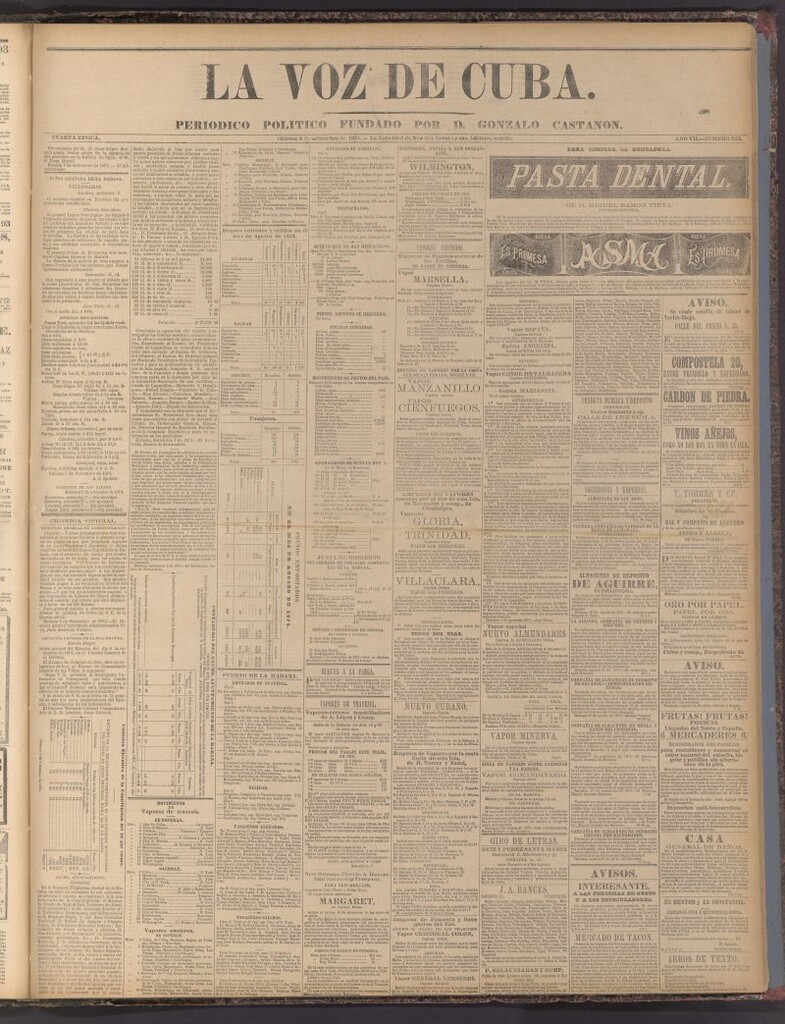 Miniatura de La Voz de Cuba: diario conservador del 8 de septiembre de 1874