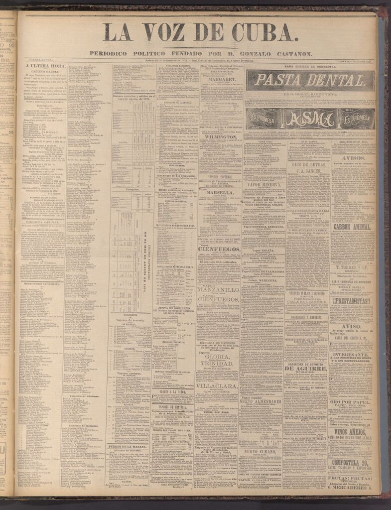 Miniatura de La Voz de Cuba: diario conservador del 10 de septiembre de 1874