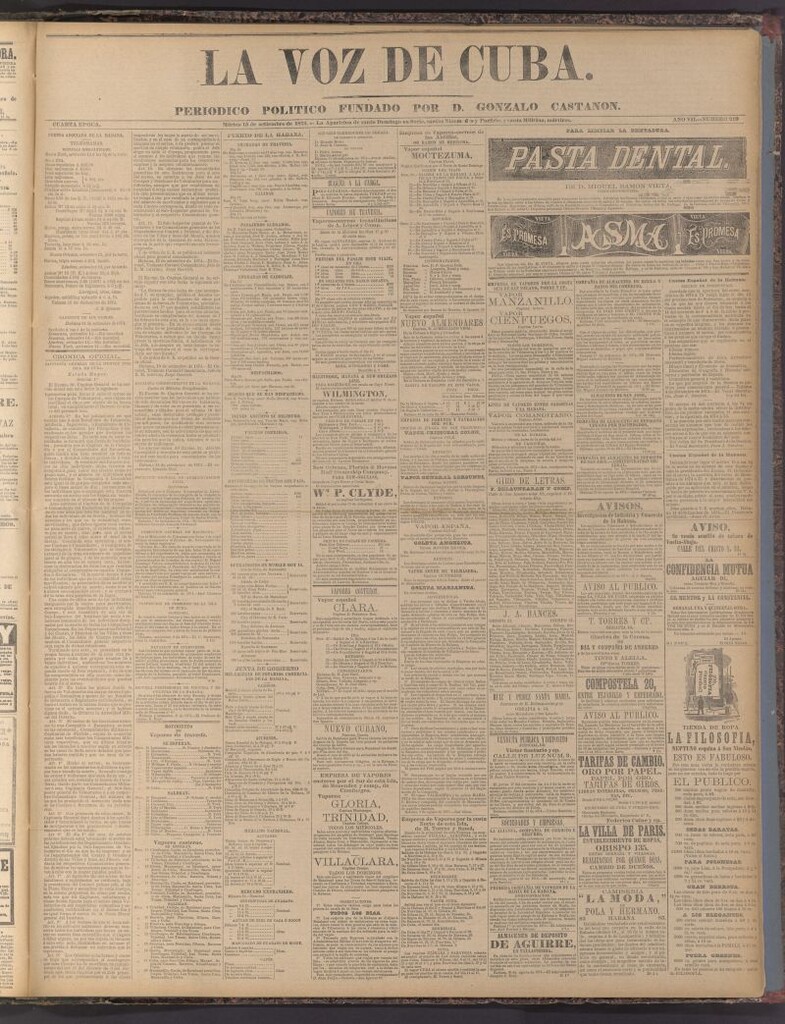 Miniatura de La Voz de Cuba: diario conservador del 15 de septiembre de 1874