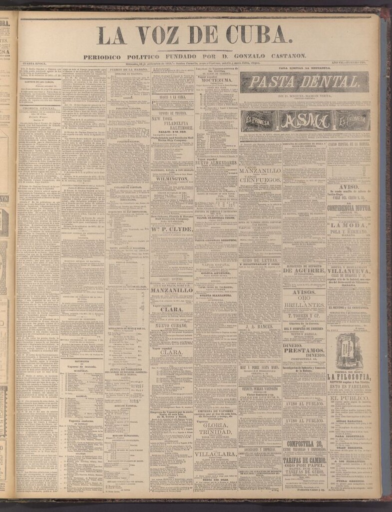 Miniatura de La Voz de Cuba: diario conservador del 16 de septiembre de 1874