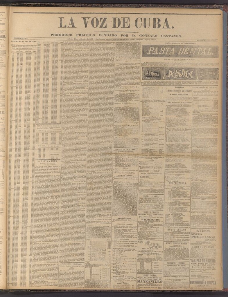 Miniatura de La Voz de Cuba: diario conservador del 19 de septiembre de 1874