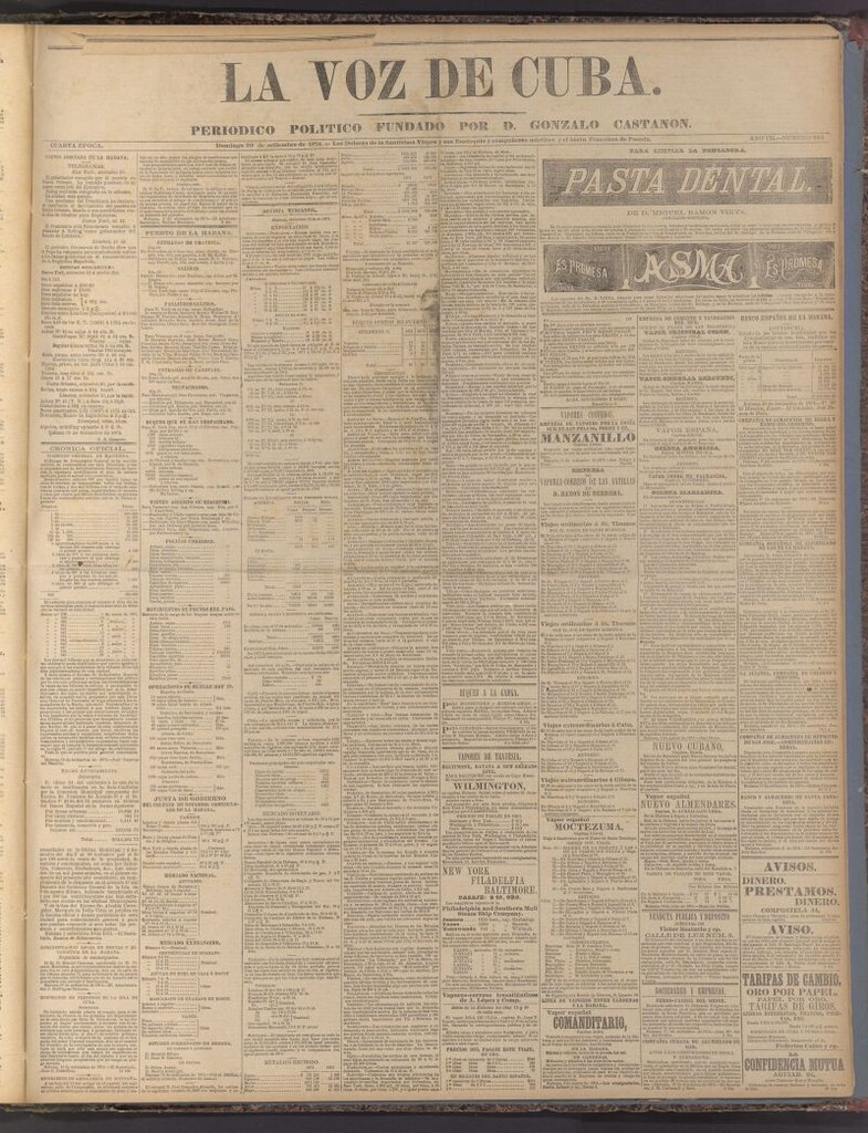 Miniatura de La Voz de Cuba: diario conservador del 20 de septiembre de 1874