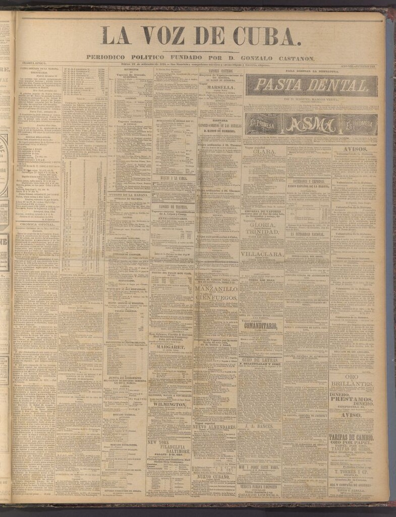 Miniatura de La Voz de Cuba: diario conservador del 22 de septiembre de 1874