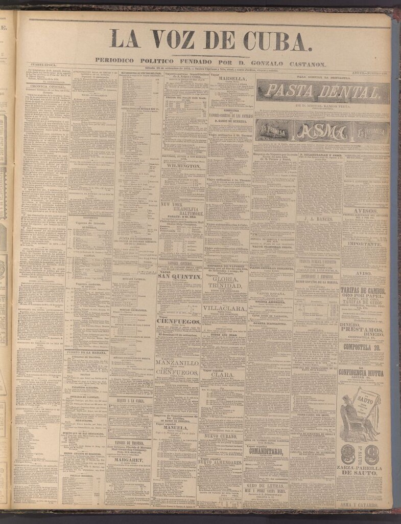 Miniatura de La Voz de Cuba: diario conservador del 26 de septiembre de 1874