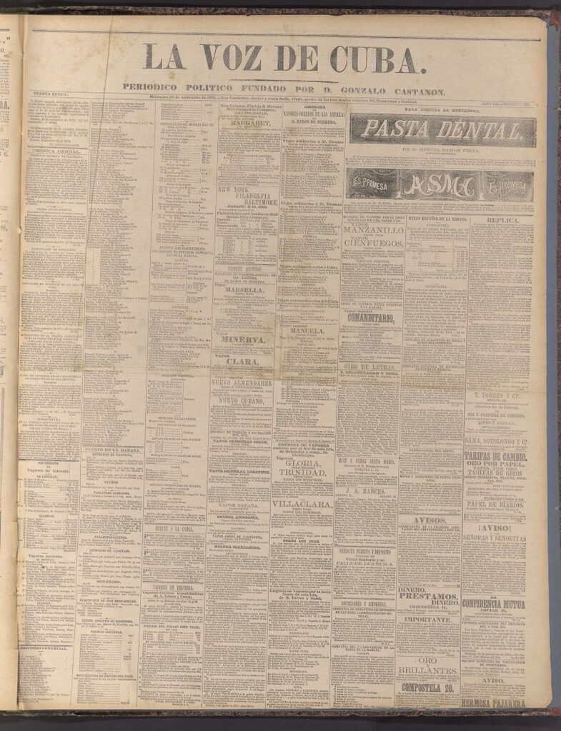 Miniatura de La Voz de Cuba: diario conservador del 30 de septiembre de 1874