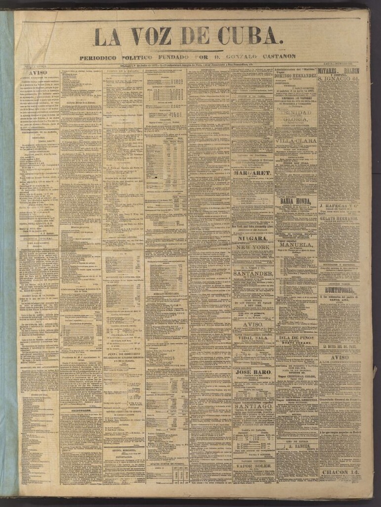 Miniatura de La Voz de Cuba: diario conservador del 1 de julio de 1877