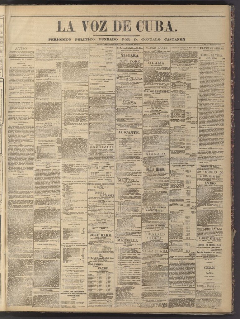 Miniatura de La Voz de Cuba: diario conservador del 6 de julio de 1877