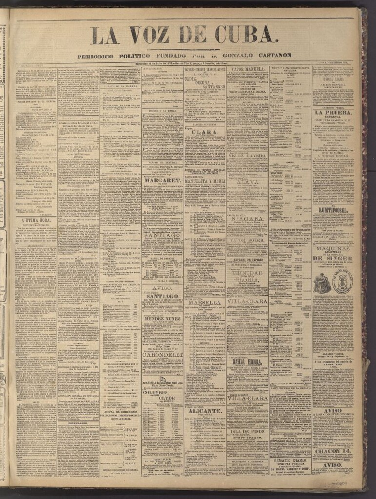 Miniatura de La Voz de Cuba: diario conservador del 11 de julio de 1877