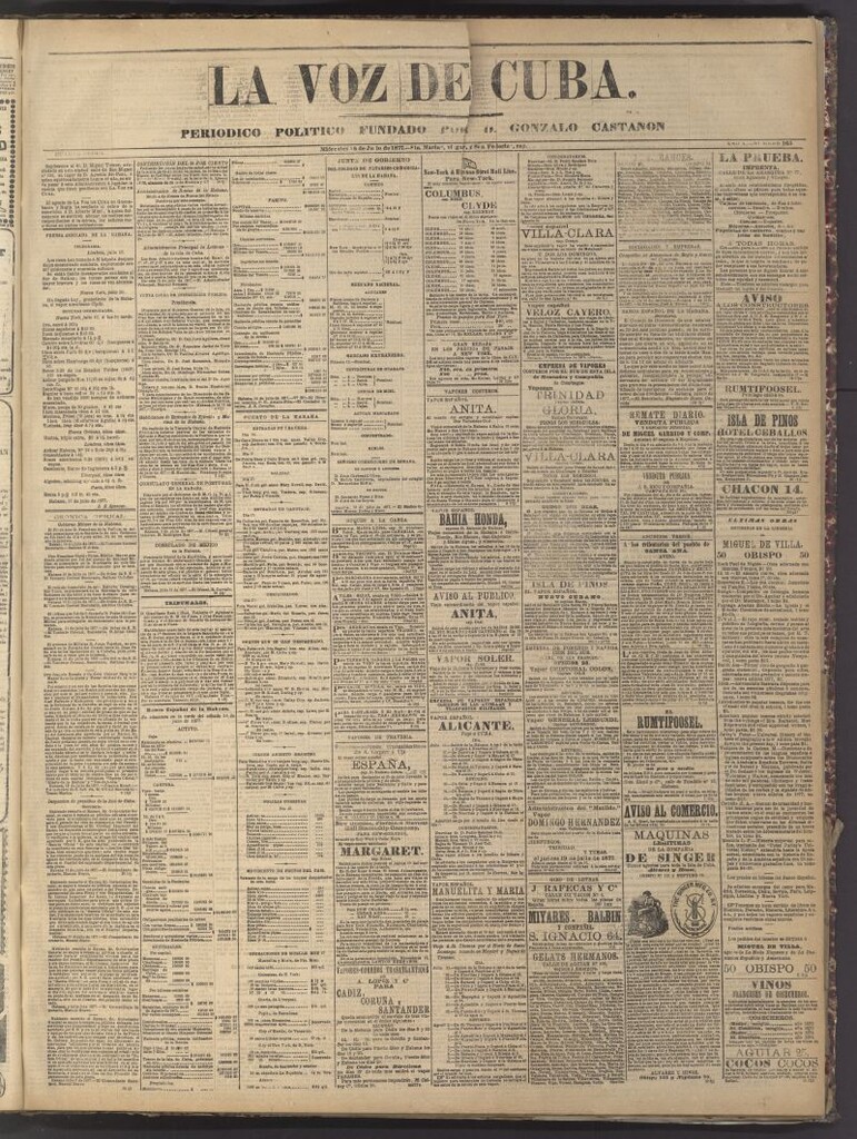 Miniatura de La Voz de Cuba: diario conservador del 18 de julio de 1877