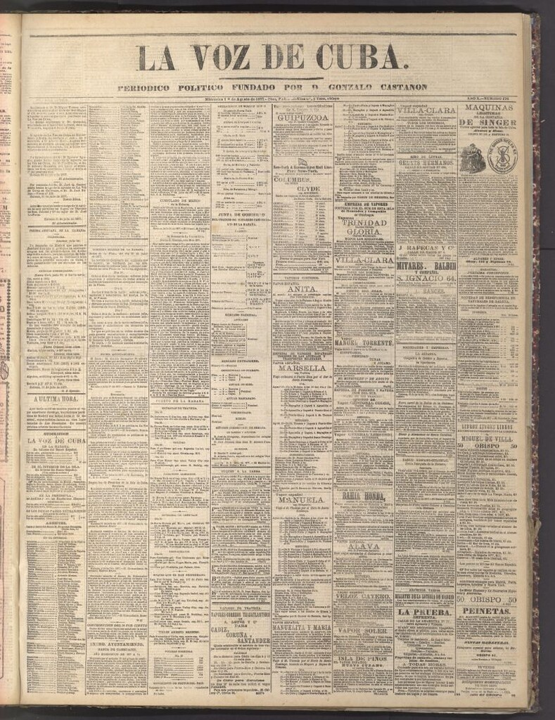 Miniatura de La Voz de Cuba: diario conservador del 1 de agosto de 1877