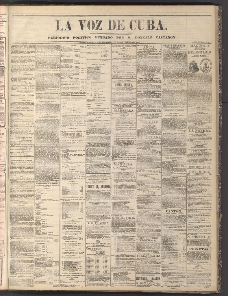 Miniatura de La Voz de Cuba: diario conservador del 2 de agosto de 1877