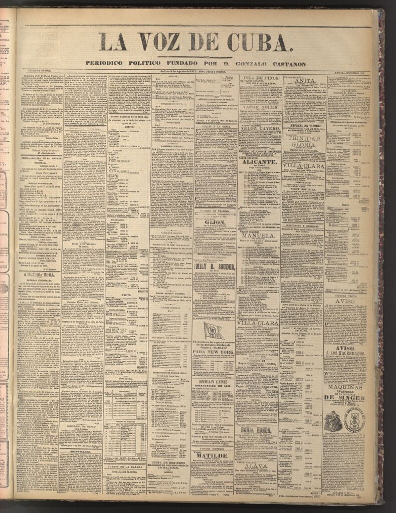Miniatura de La Voz de Cuba: diario conservador del 9 de agosto de 1877
