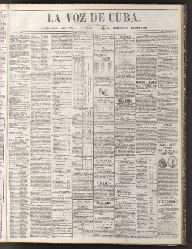 Miniatura de La Voz de Cuba: diario conservador del 15 de agosto de 1877