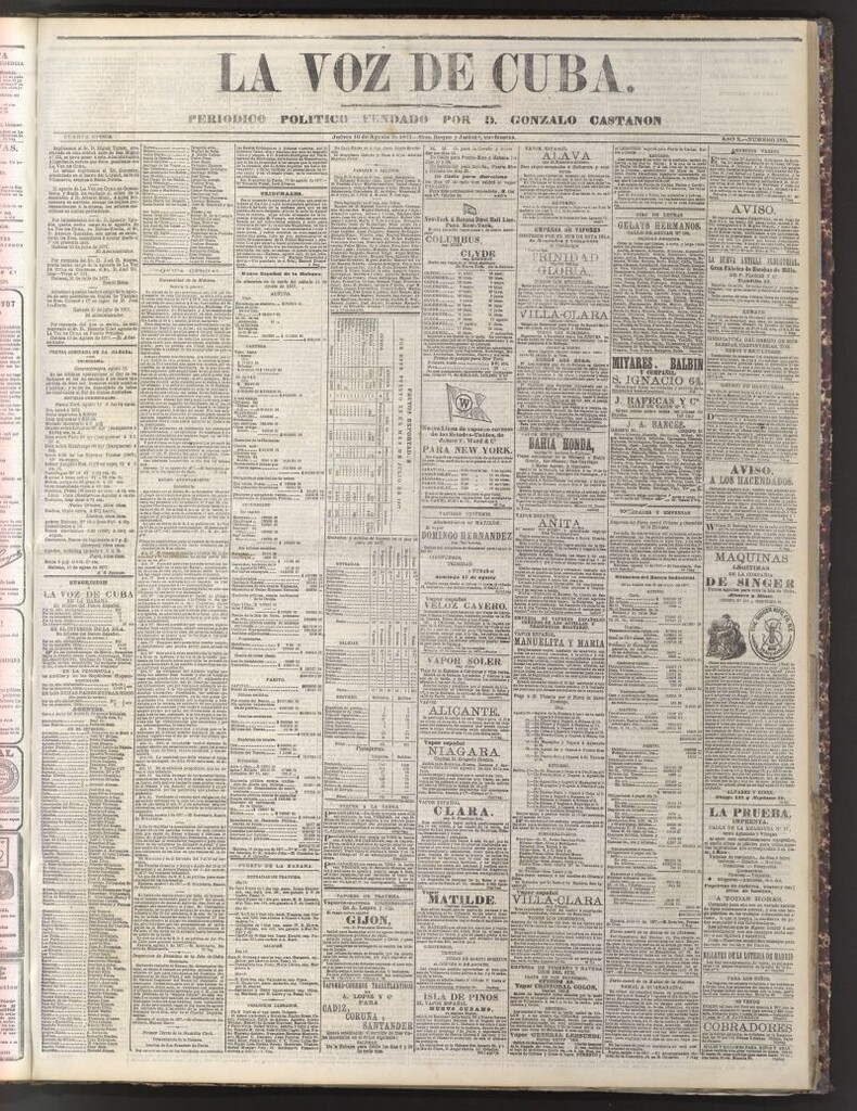 Miniatura de La Voz de Cuba: diario conservador del 16 de agosto de 1877