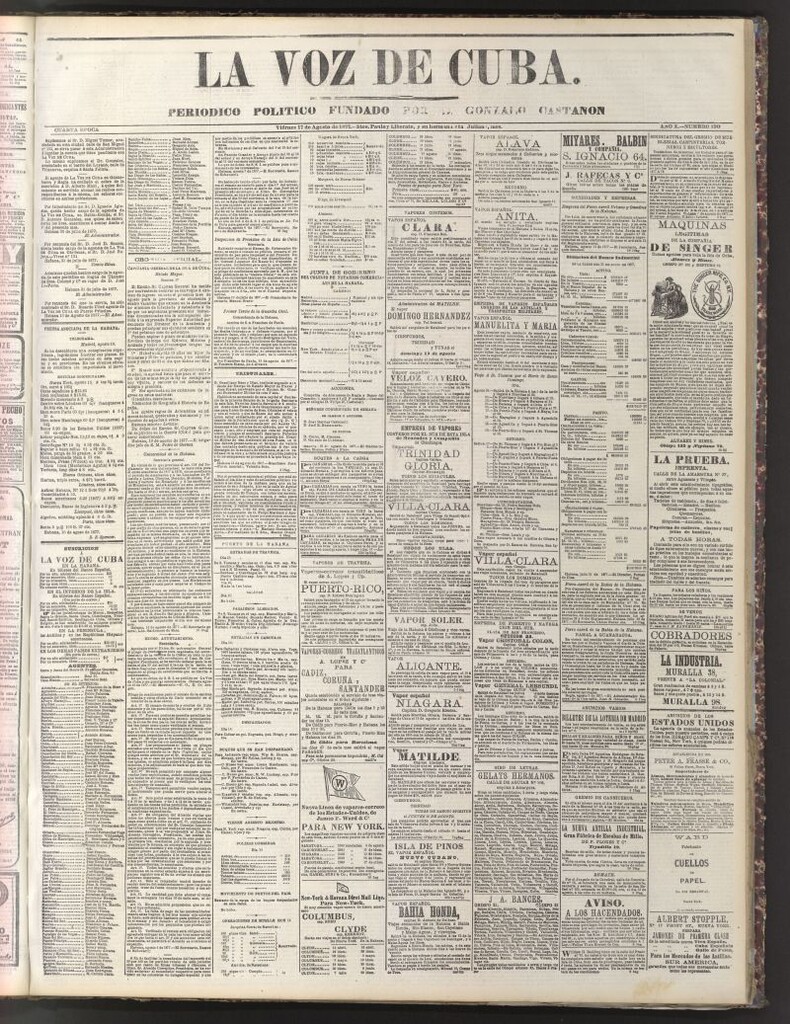 Miniatura de La Voz de Cuba: diario conservador del 17 de agosto de 1877