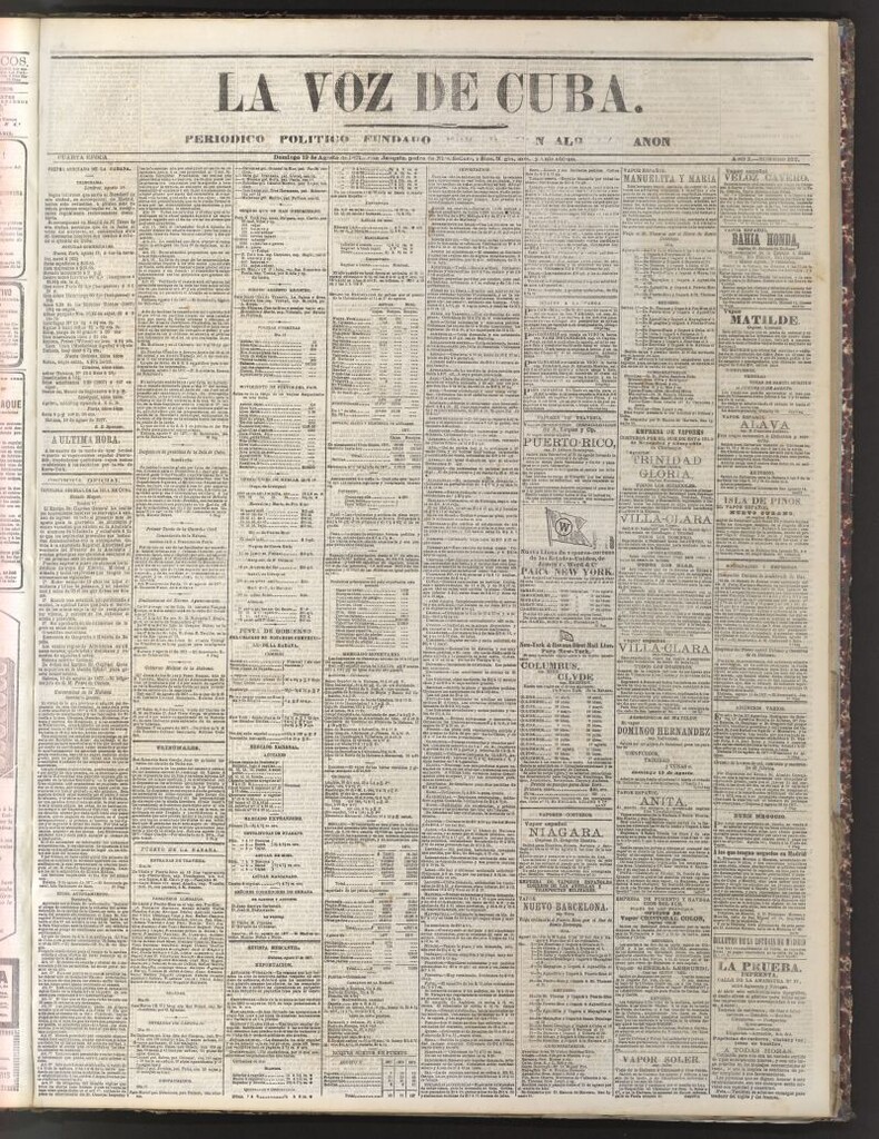 Miniatura de La Voz de Cuba: diario conservador del 19 de agosto de 1877