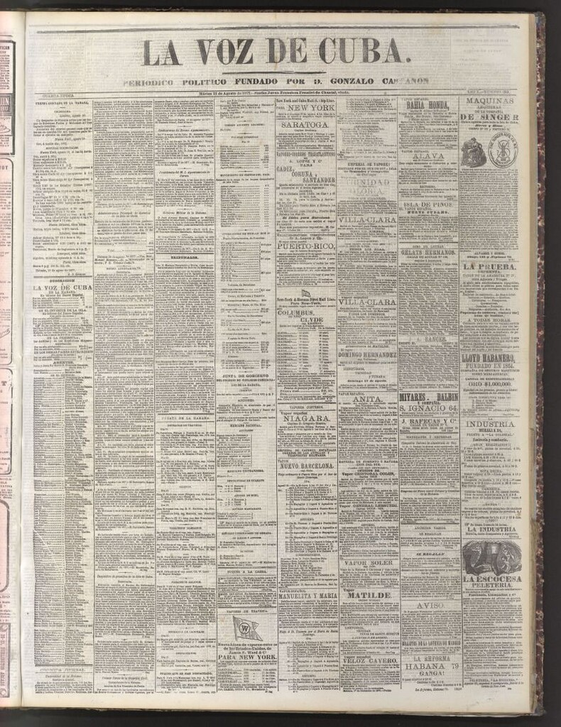 Miniatura de La Voz de Cuba: diario conservador del 21 de agosto de 1877