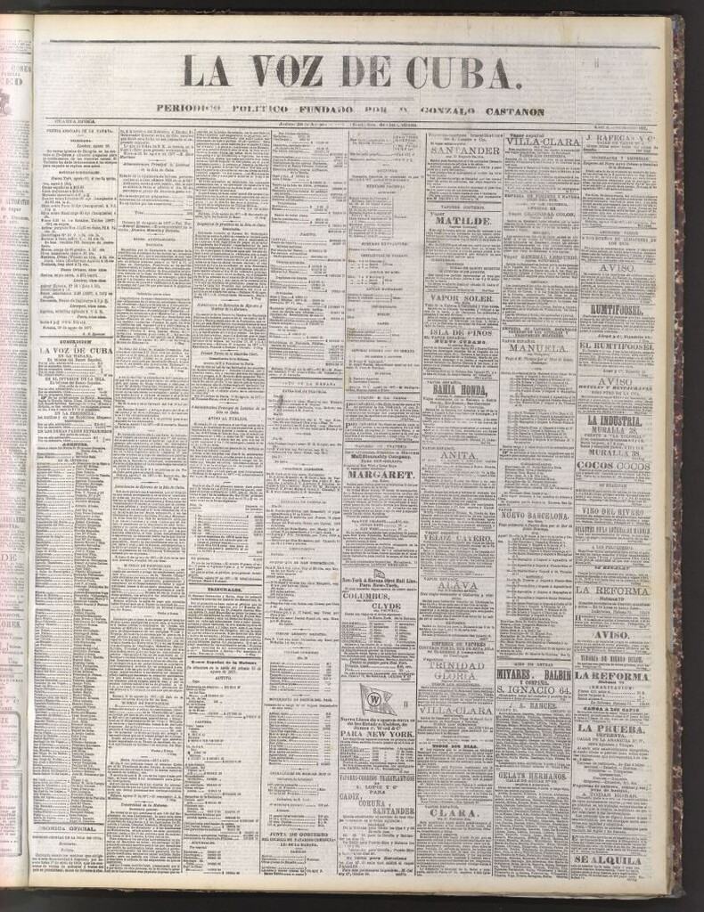 Miniatura de La Voz de Cuba: diario conservador del 30 de agosto de 1877