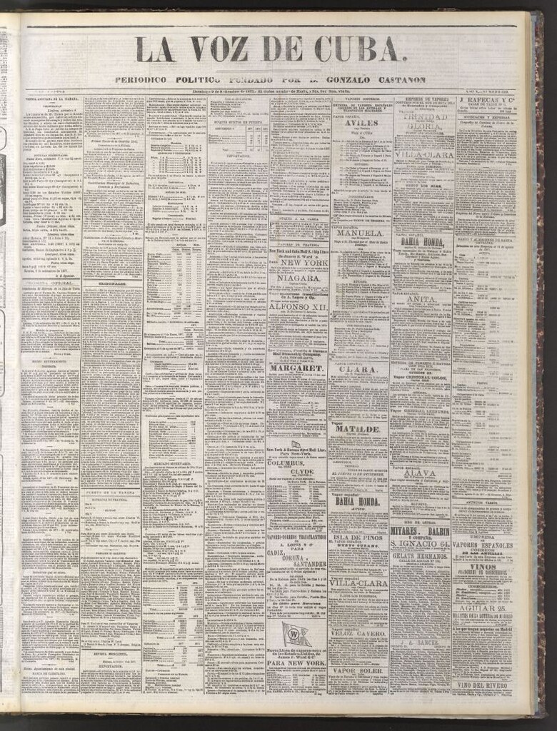 Miniatura de La Voz de Cuba: diario conservador del 9 de septiembre de 1877