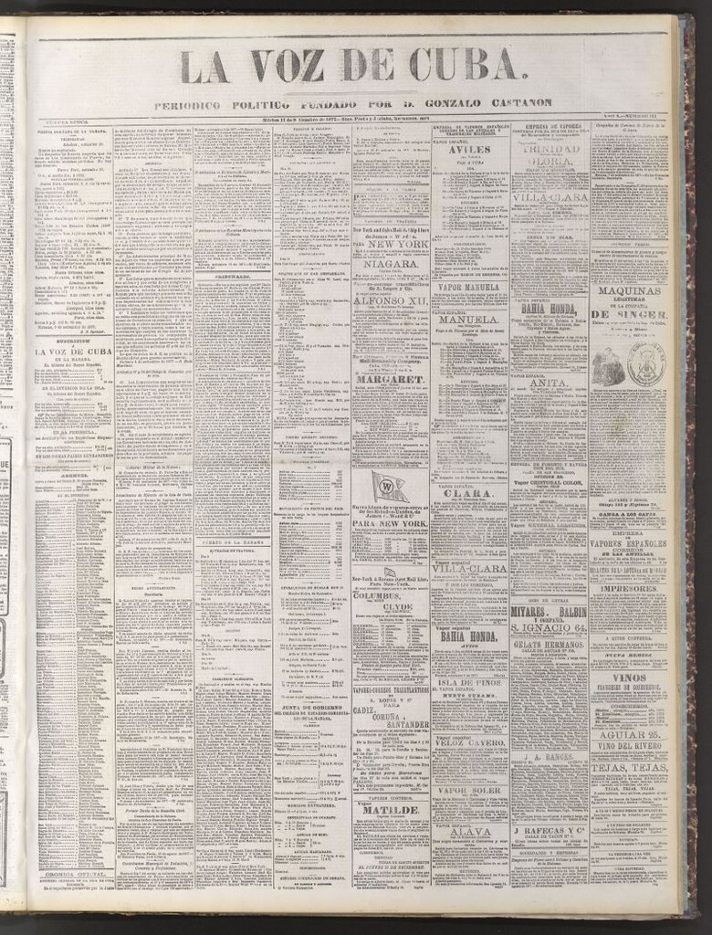 Miniatura de La Voz de Cuba: diario conservador del 11 de septiembre de 1877