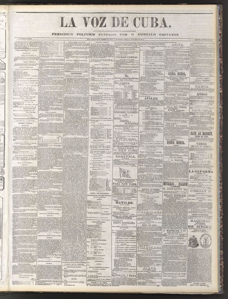 Miniatura de La Voz de Cuba: diario conservador del 19 de septiembre de 1877