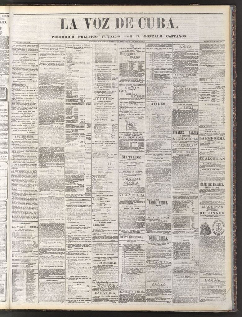Miniatura de La Voz de Cuba: diario conservador del 20 de septiembre de 1877