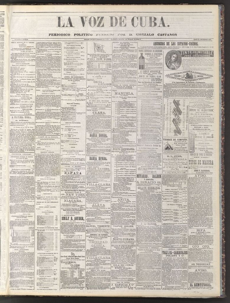 Miniatura de La Voz de Cuba: diario conservador del 29 de septiembre de 1877