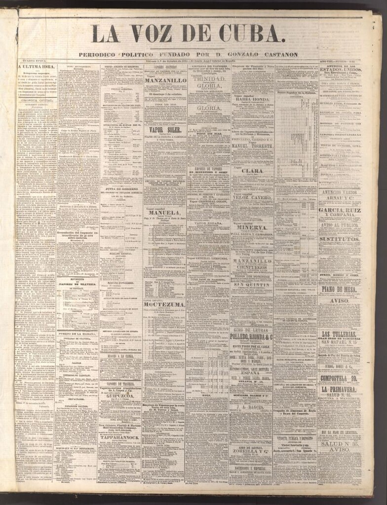 Miniatura de La Voz de Cuba: diario conservador del 1 de octubre de 1875