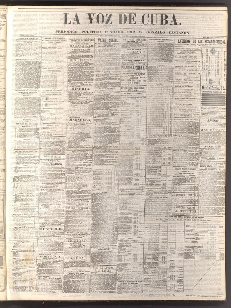 Miniatura de La Voz de Cuba: diario conservador del 7 de octubre de 1875