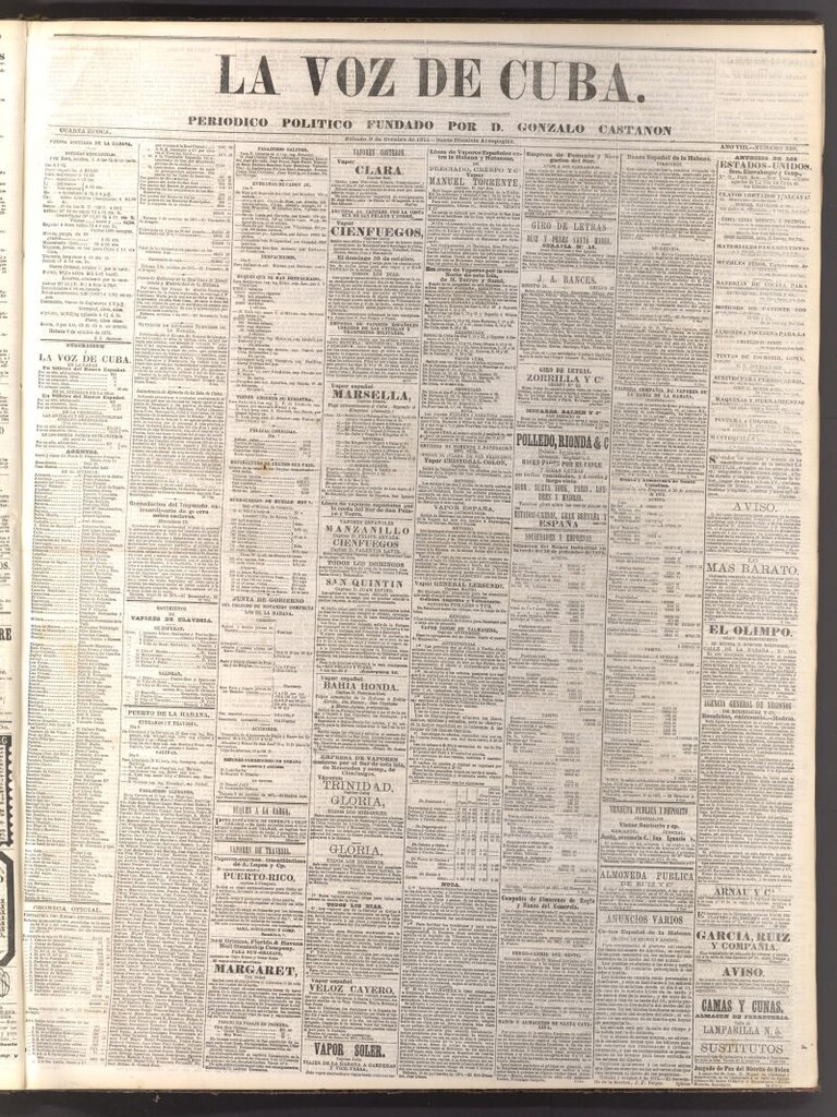 Miniatura de La Voz de Cuba: diario conservador del 9 de octubre de 1875