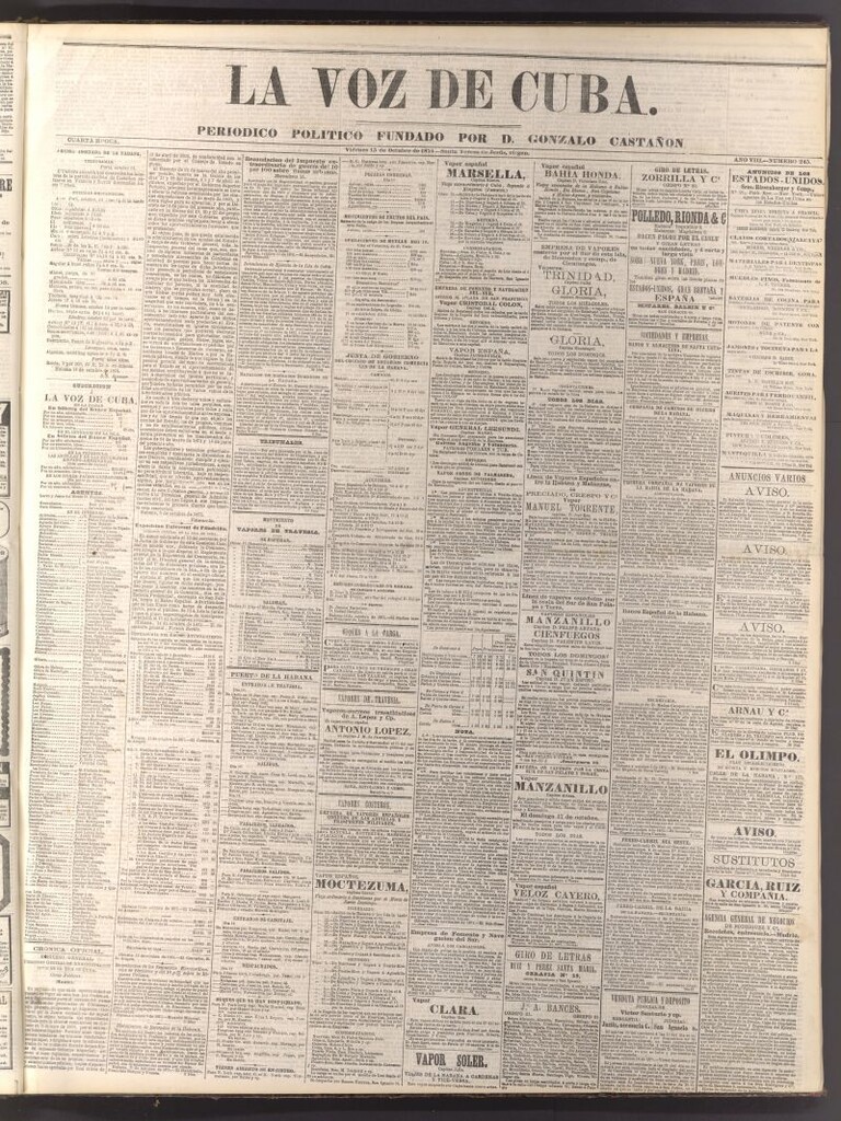 Miniatura de La Voz de Cuba: diario conservador del 15 de octubre de 1875