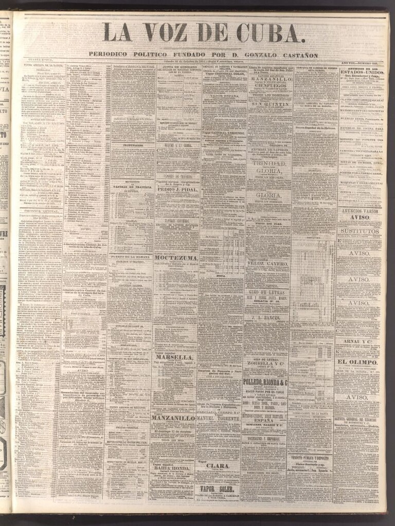Miniatura de La Voz de Cuba: diario conservador del 16 de octubre de 1875