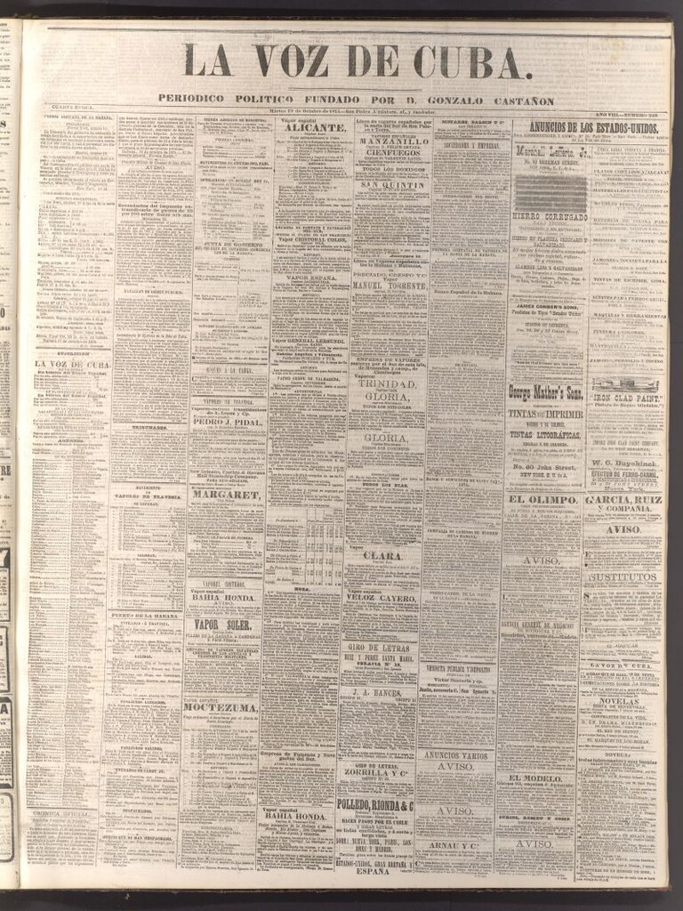 Miniatura de La Voz de Cuba: diario conservador del 19 de octubre de 1875