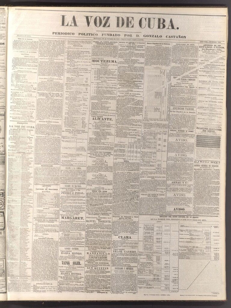 Miniatura de La Voz de Cuba: diario conservador del 20 de octubre de 1875