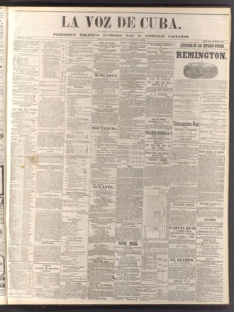 Miniatura de La Voz de Cuba: diario conservador del 22 de octubre de 1875