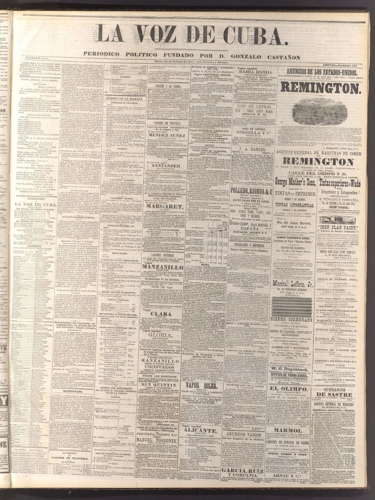 Miniatura de La Voz de Cuba: diario conservador del 26 de octubre de 1875