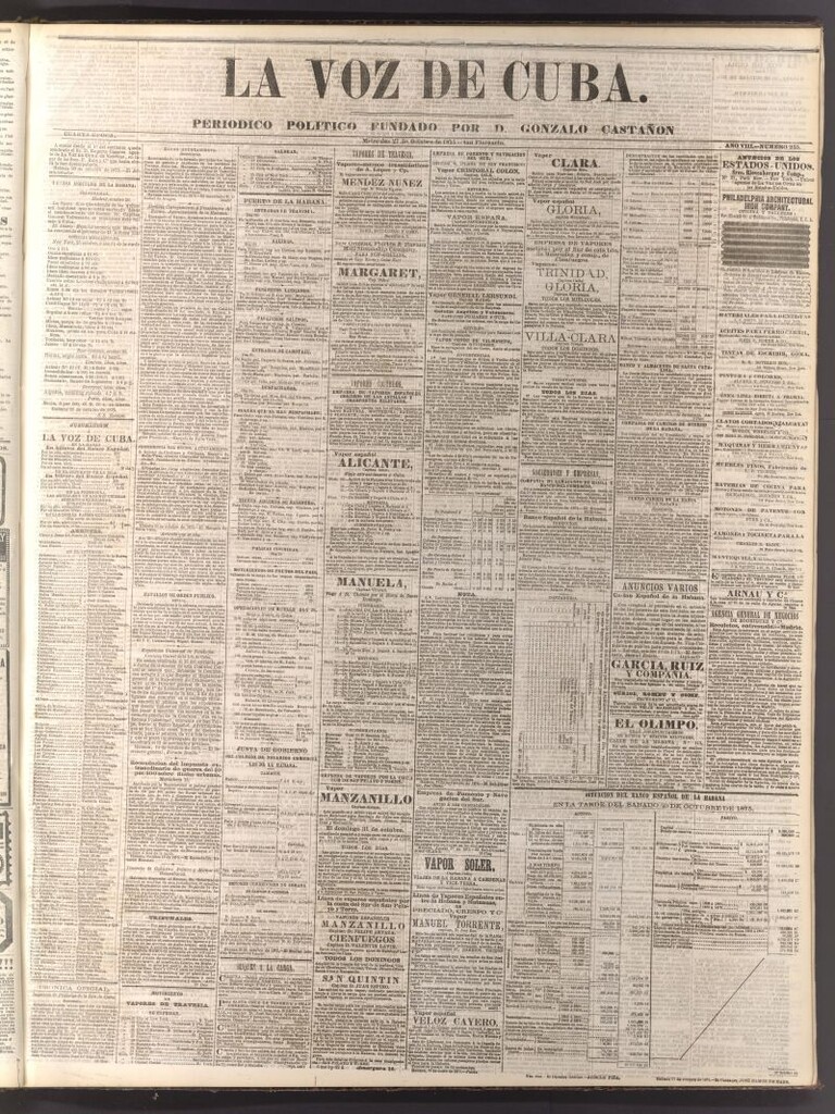 Miniatura de La Voz de Cuba: diario conservador del 27 de octubre de 1875