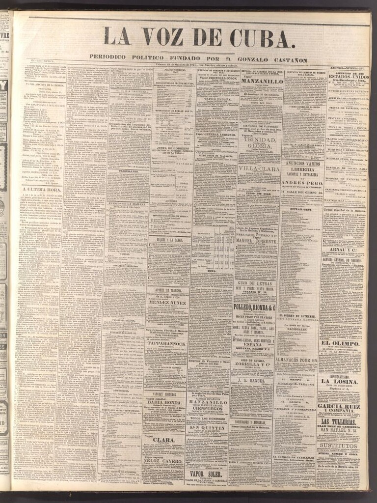 Miniatura de La Voz de Cuba: diario conservador del 29 de octubre de 1875