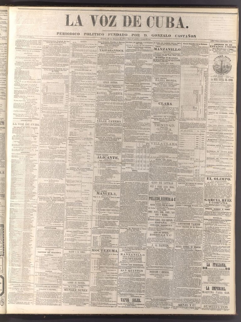 Miniatura de La Voz de Cuba: diario conservador del 30 de octubre de 1875
