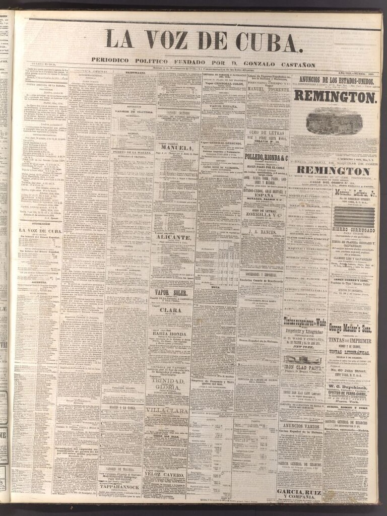 Miniatura de La Voz de Cuba: diario conservador del 2 de noviembre de 1875