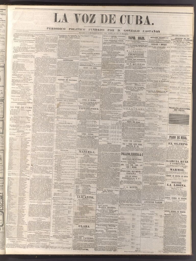 Miniatura de La Voz de Cuba: diario conservador del 3 de noviembre de 1875