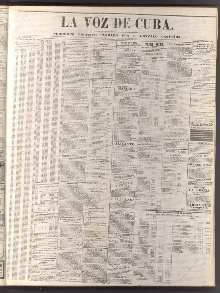 Miniatura de La Voz de Cuba: diario conservador del 4 de noviembre de 1875
